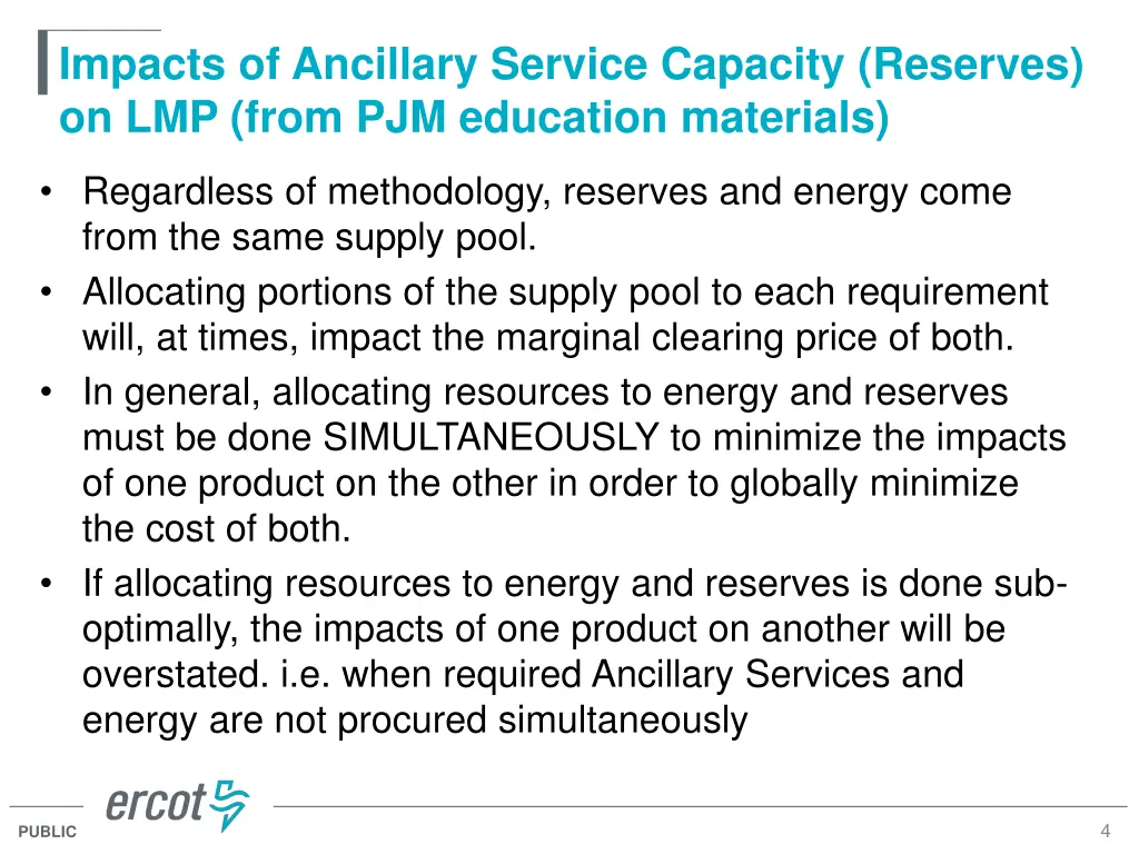 impacts of ancillary service capacity reserves
