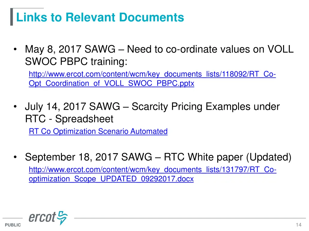 links to relevant documents