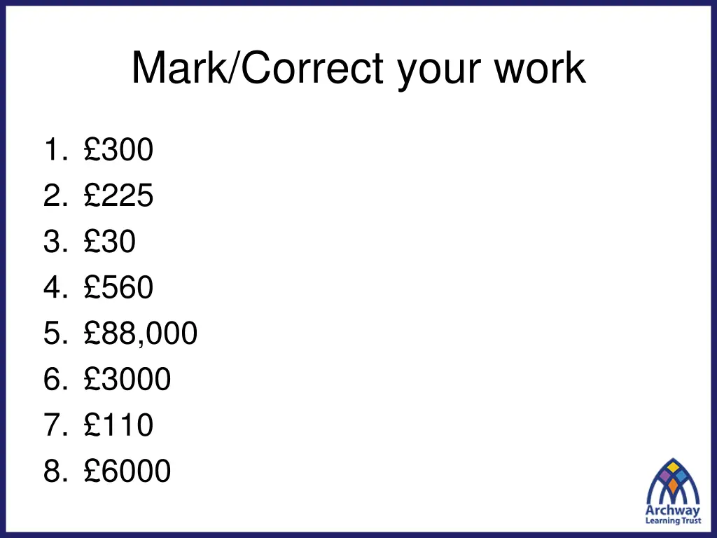 mark correct your work