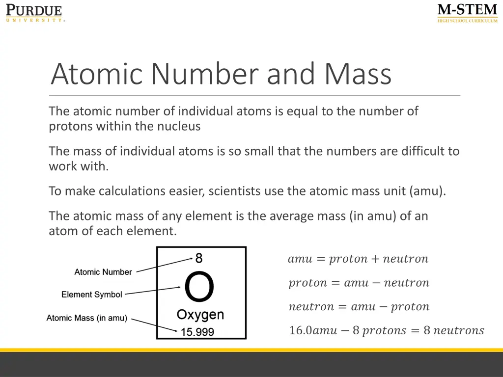 atomic number and mass