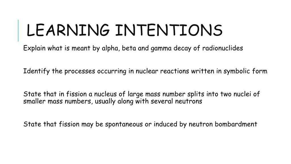 learning intentions explain what is meant