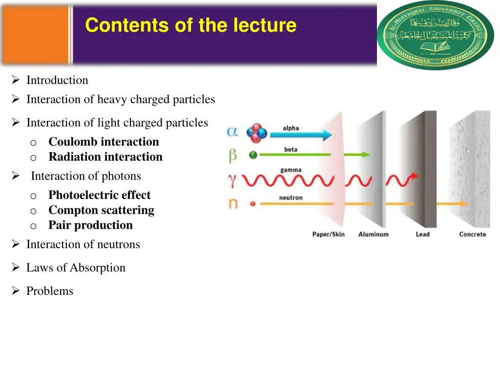contents of the lecture