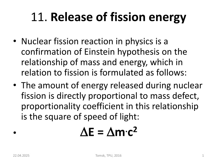 11 release of fission energy
