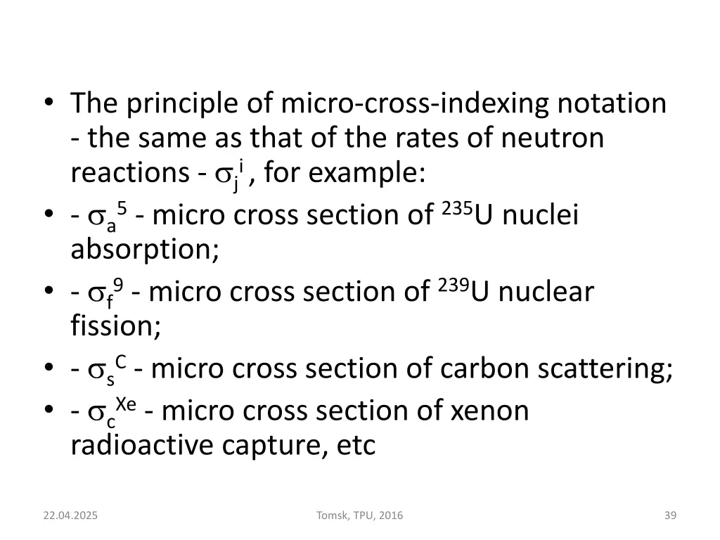 the principle of micro cross indexing notation