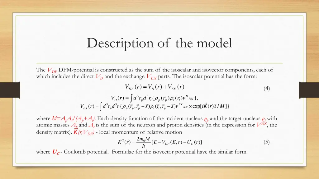 description of the model 3