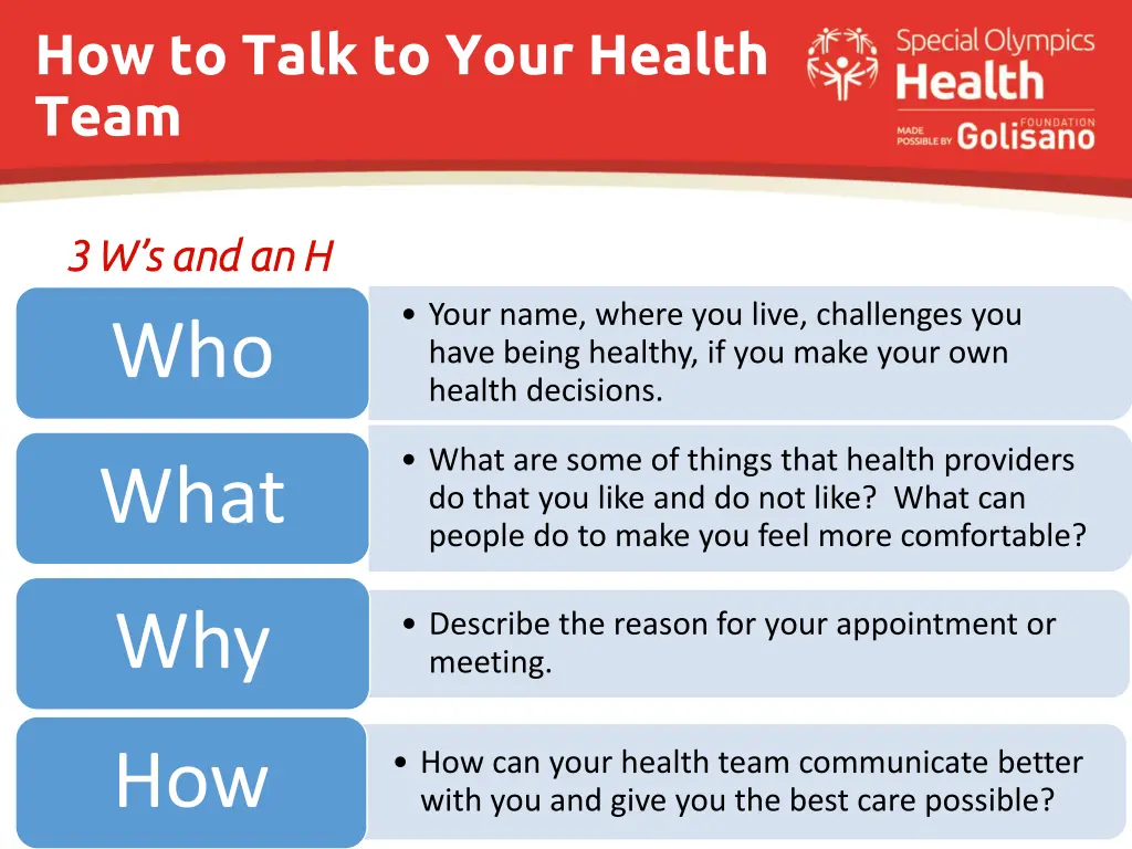 how to talk to your health team