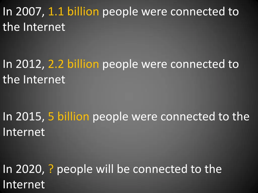 in 2007 1 1 billion people were connected