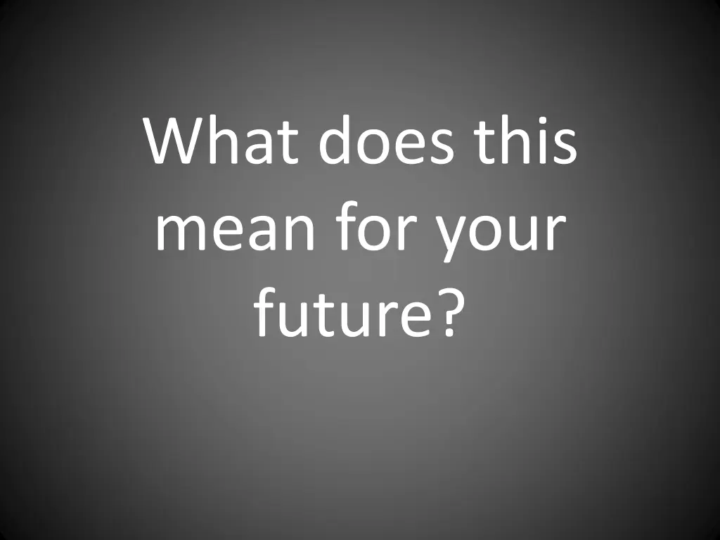 what does this mean for your future