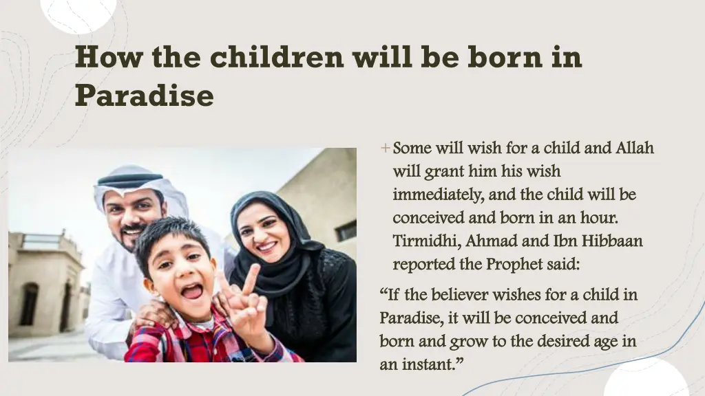 how the children will be born in paradise