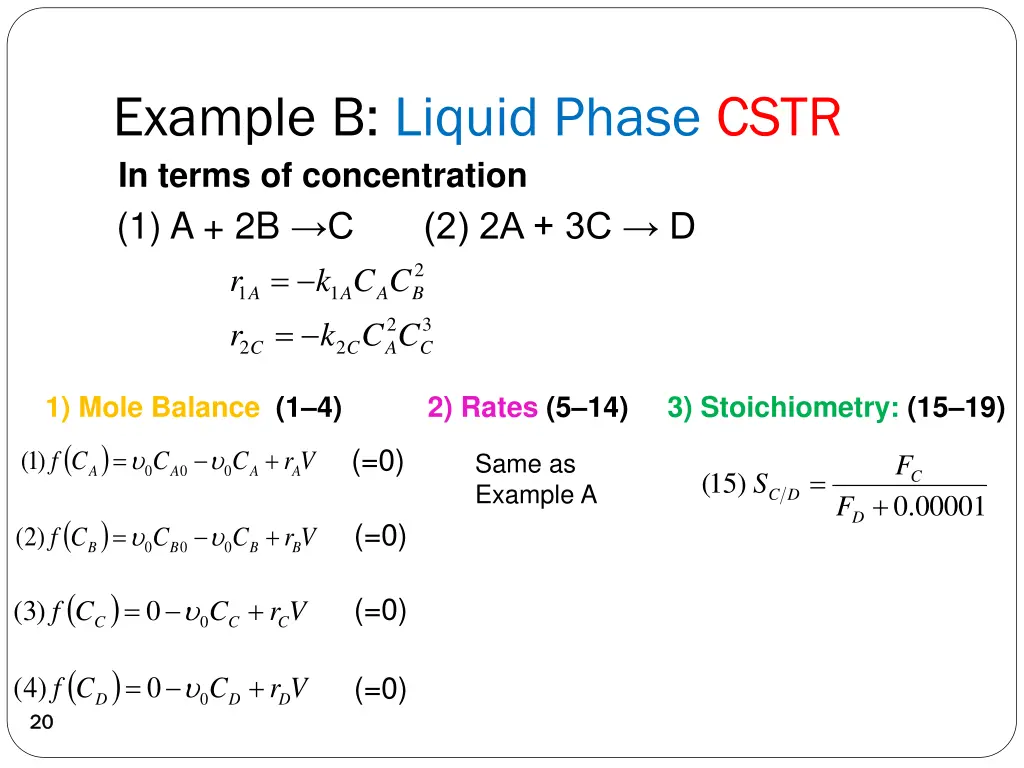 example b liquid phase cstr in terms