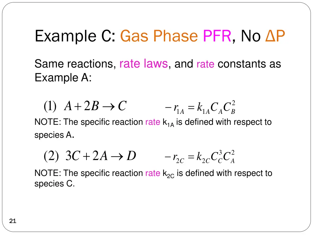 example c gas phase pfr no p
