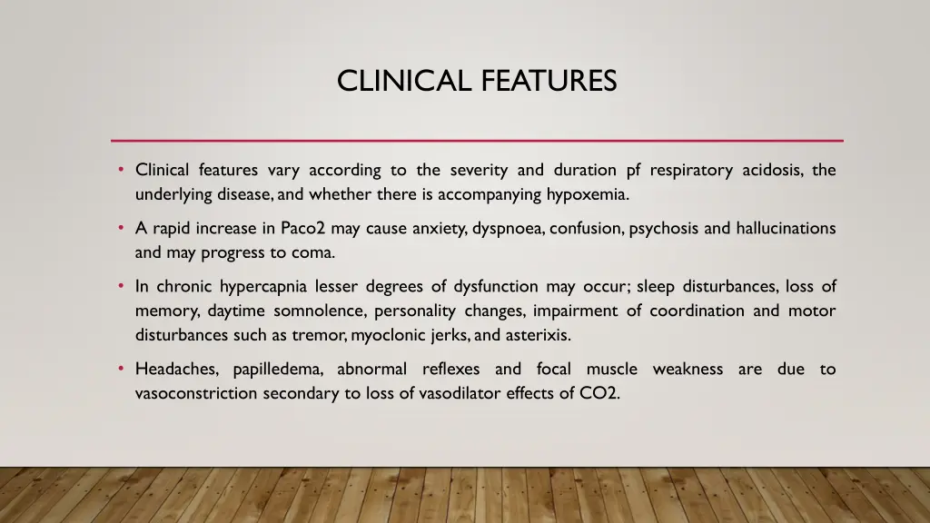 clinical features