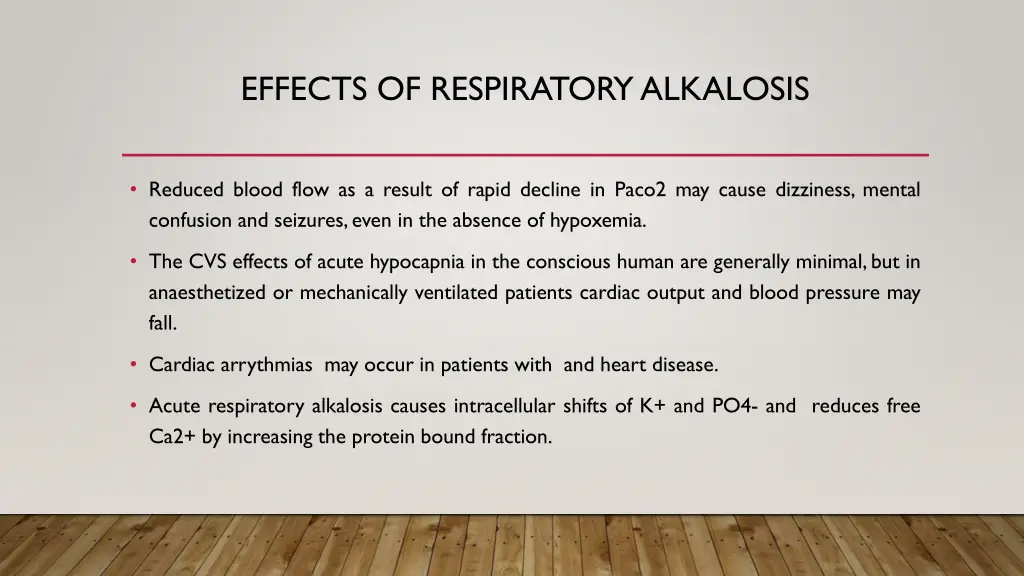 effects of respiratory alkalosis
