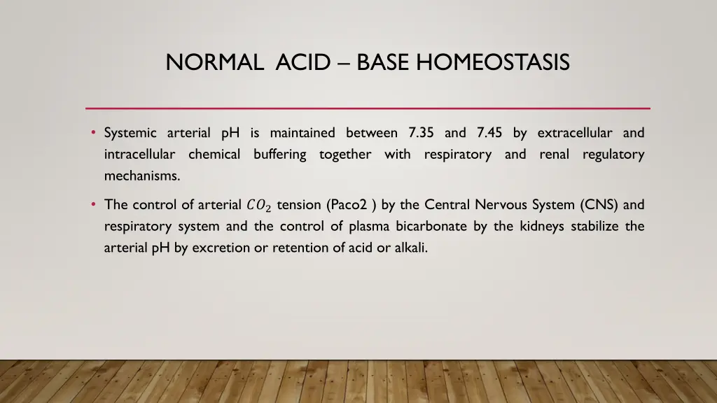 normal acid base homeostasis