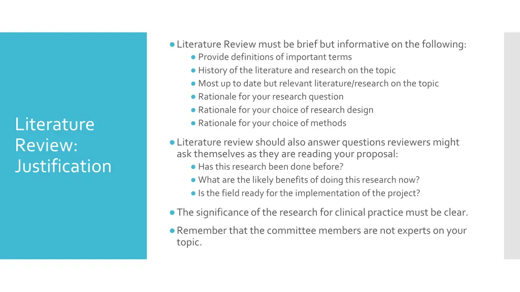 literature review must be brief but informative