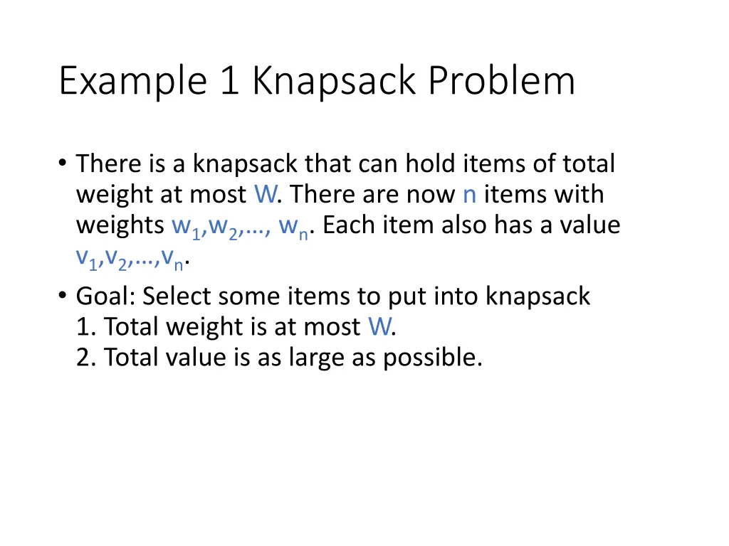 example 1 knapsack problem
