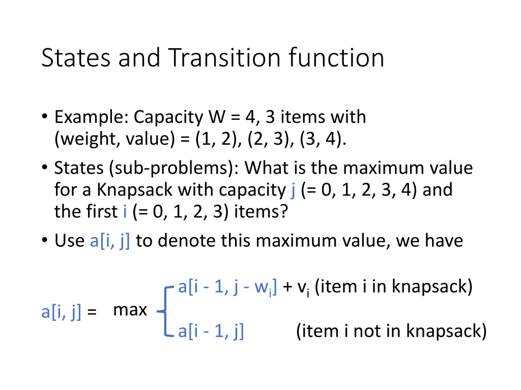 states and transition function
