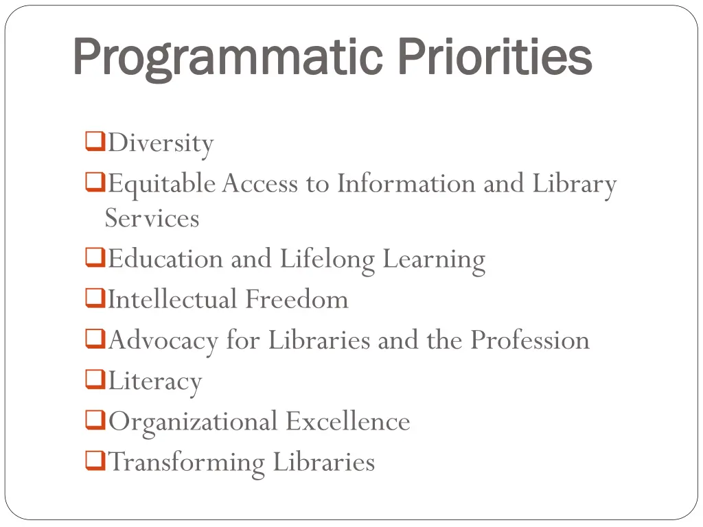 programmatic priorities programmatic priorities
