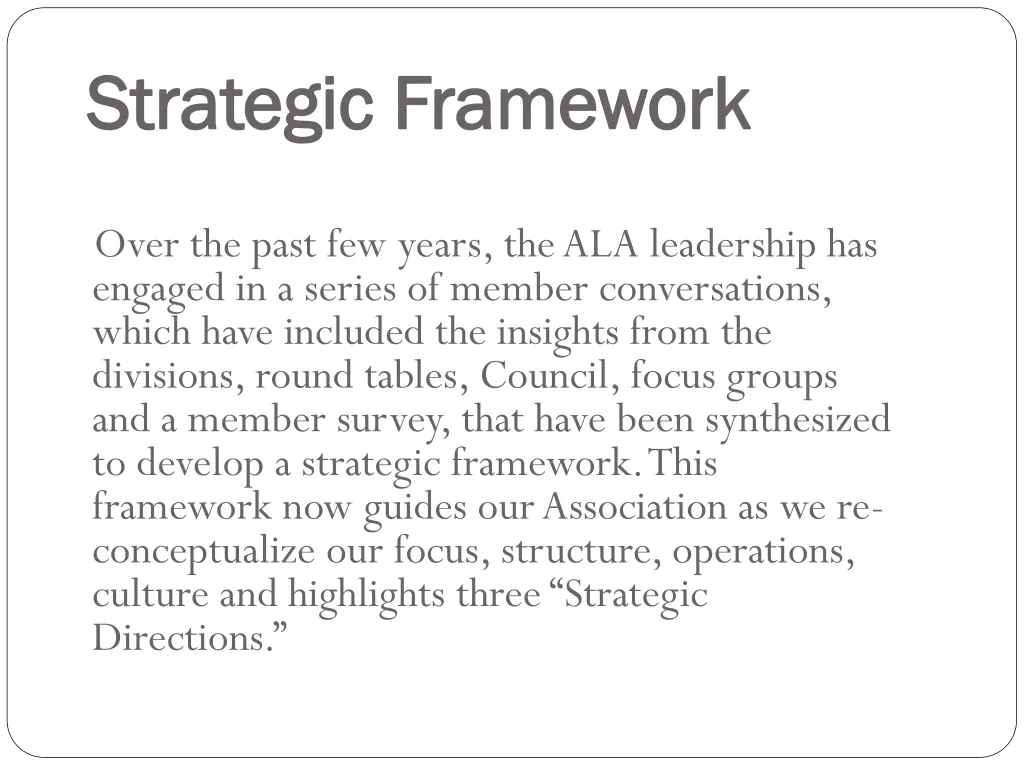 strategic framework strategic framework