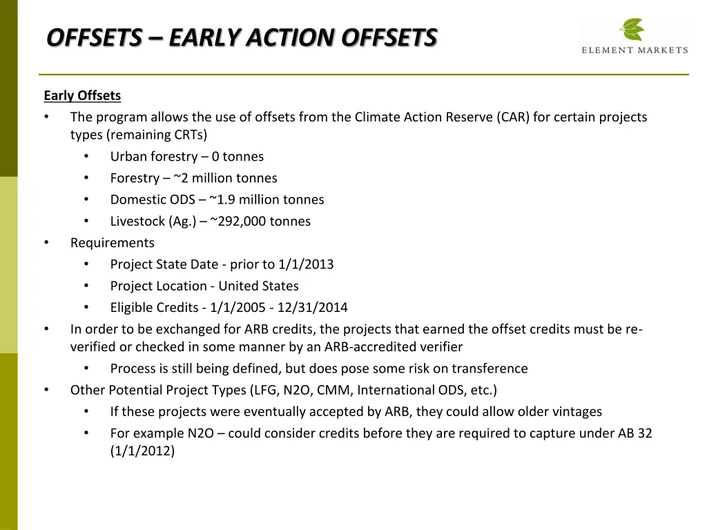 offsets early action offsets