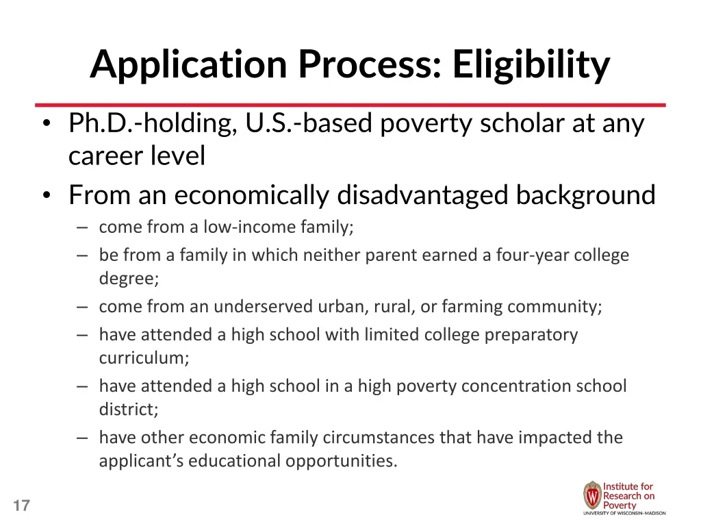 application process eligibility