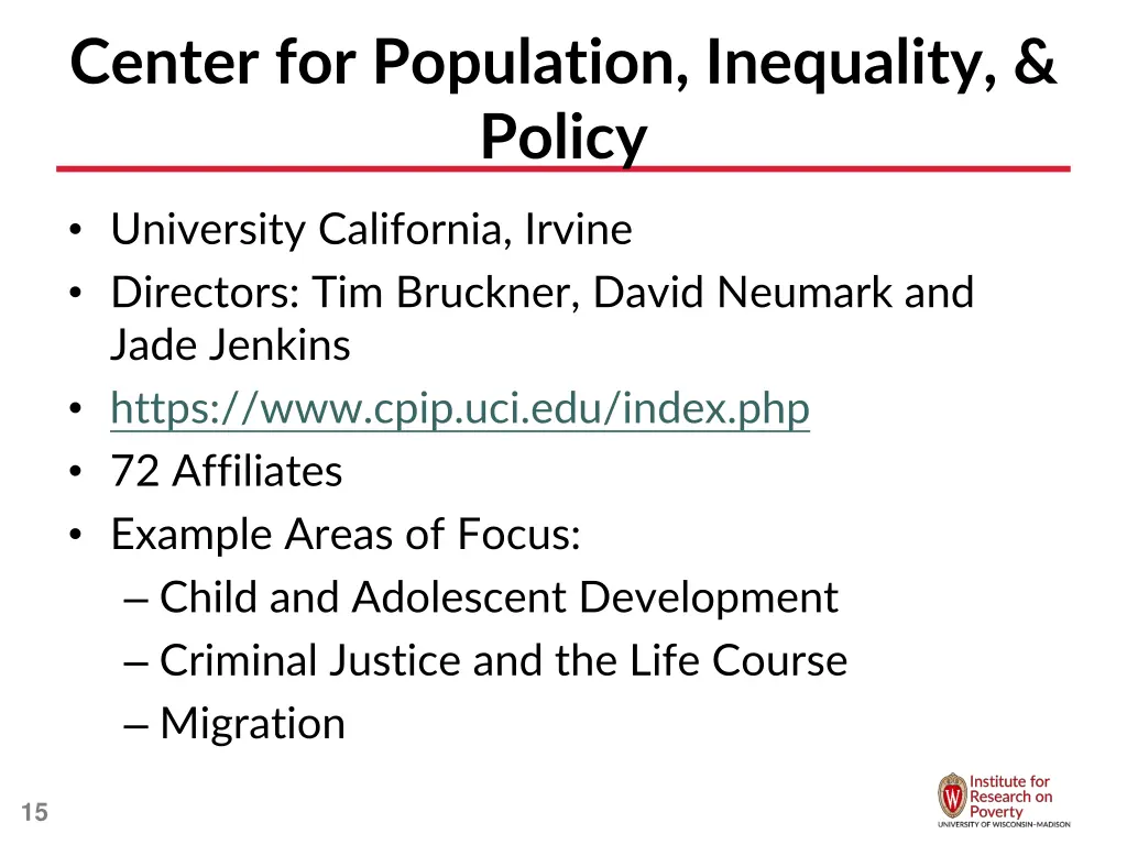 center for population inequality policy