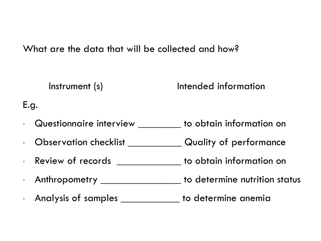 what are the data that will be collected and how