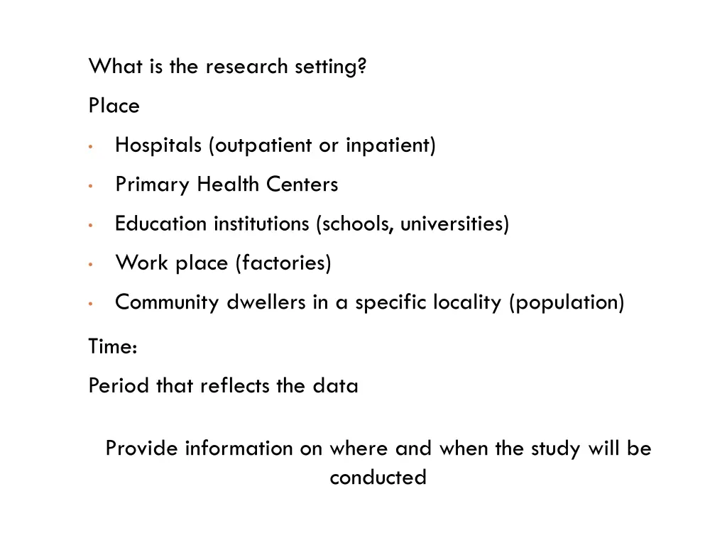 what is the research setting
