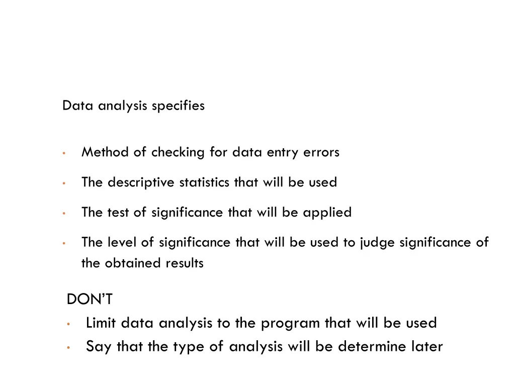data analysis specifies