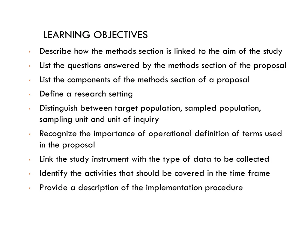 learning objectives