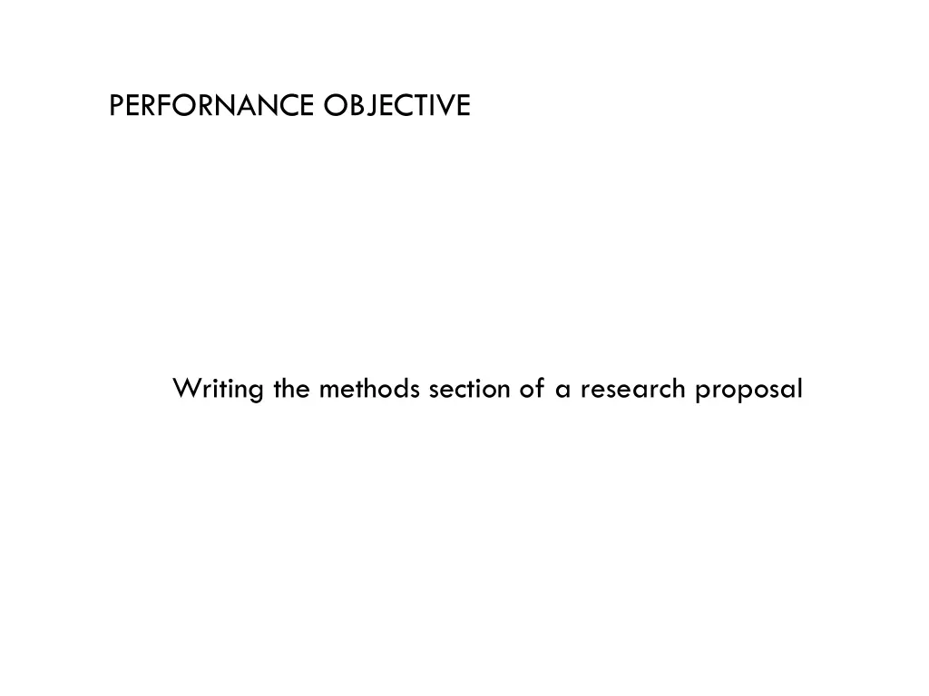perfornance objective
