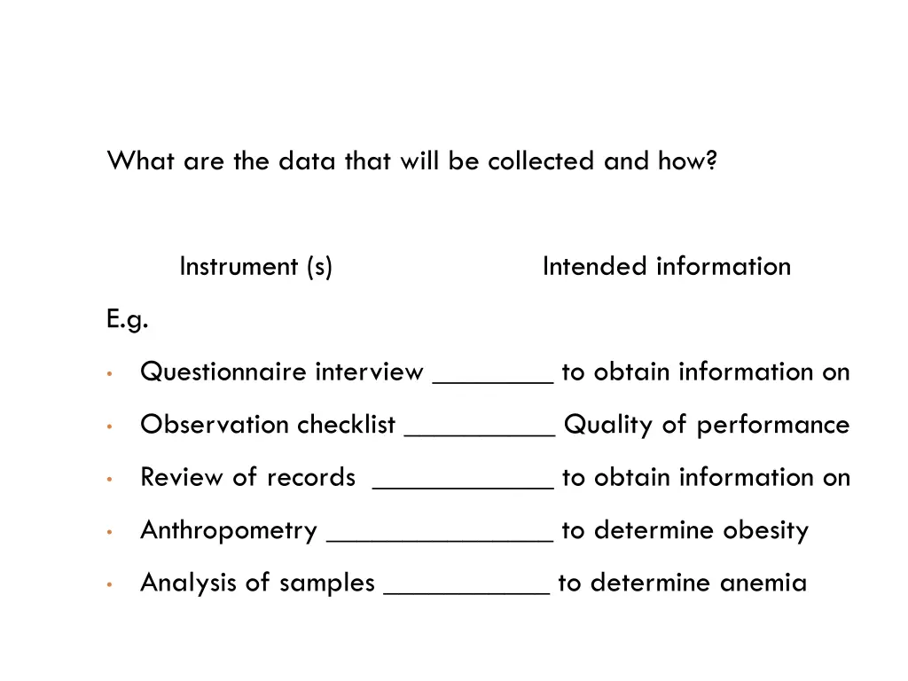 what are the data that will be collected and how