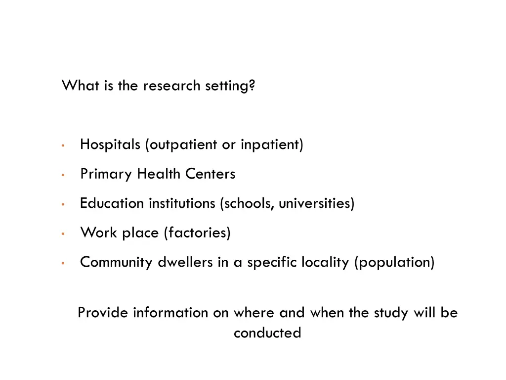 what is the research setting