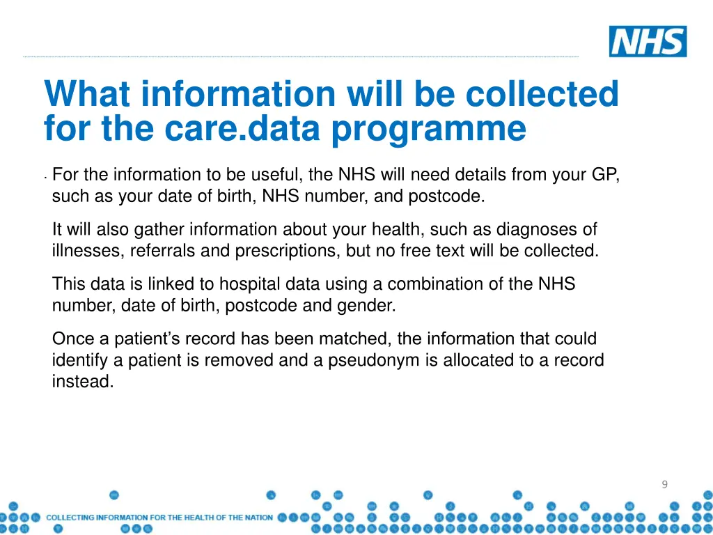 what information will be collected for the care