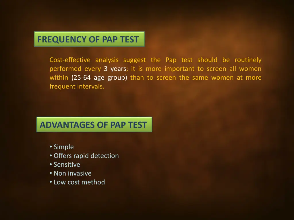 frequency of pap test