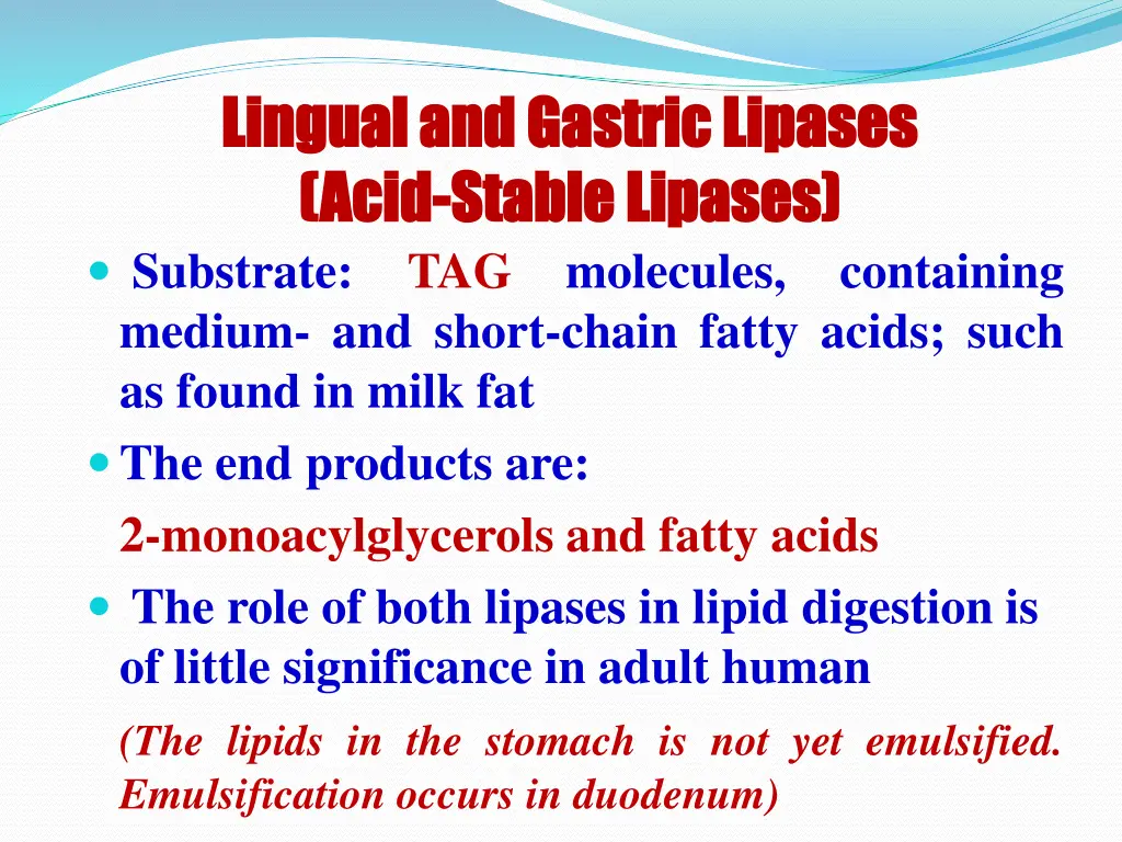 lingual and gastric lipases lingual and gastric