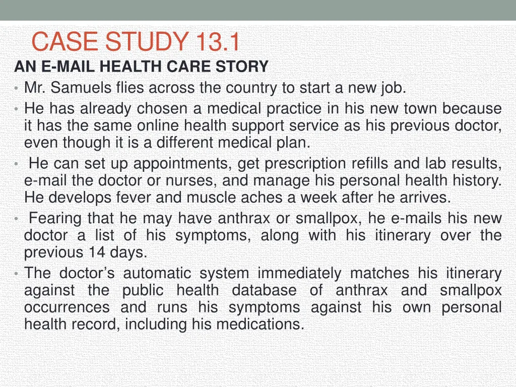 case study 13 1 an e mail health care story