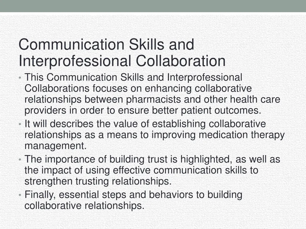 communication skills and interprofessional