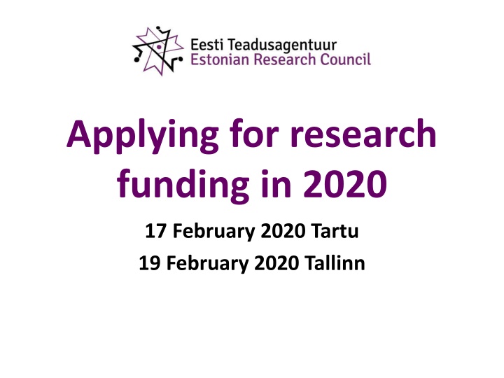applying for research funding in 2020