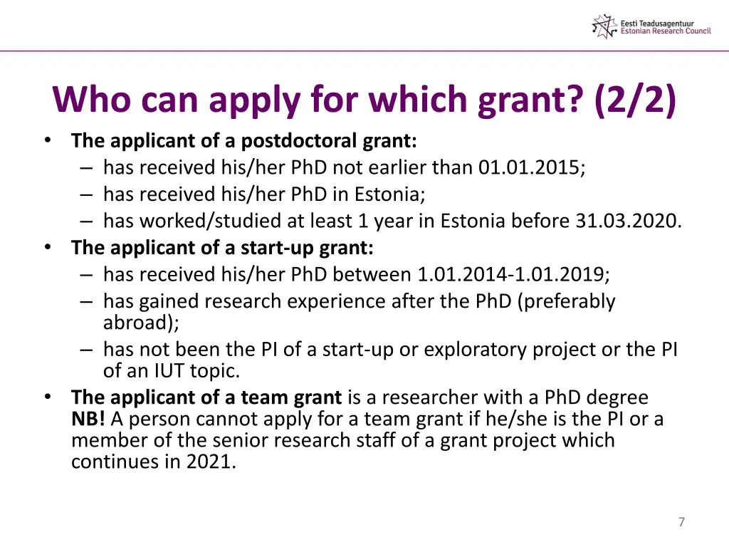 who can apply for which grant 2 2 the applicant