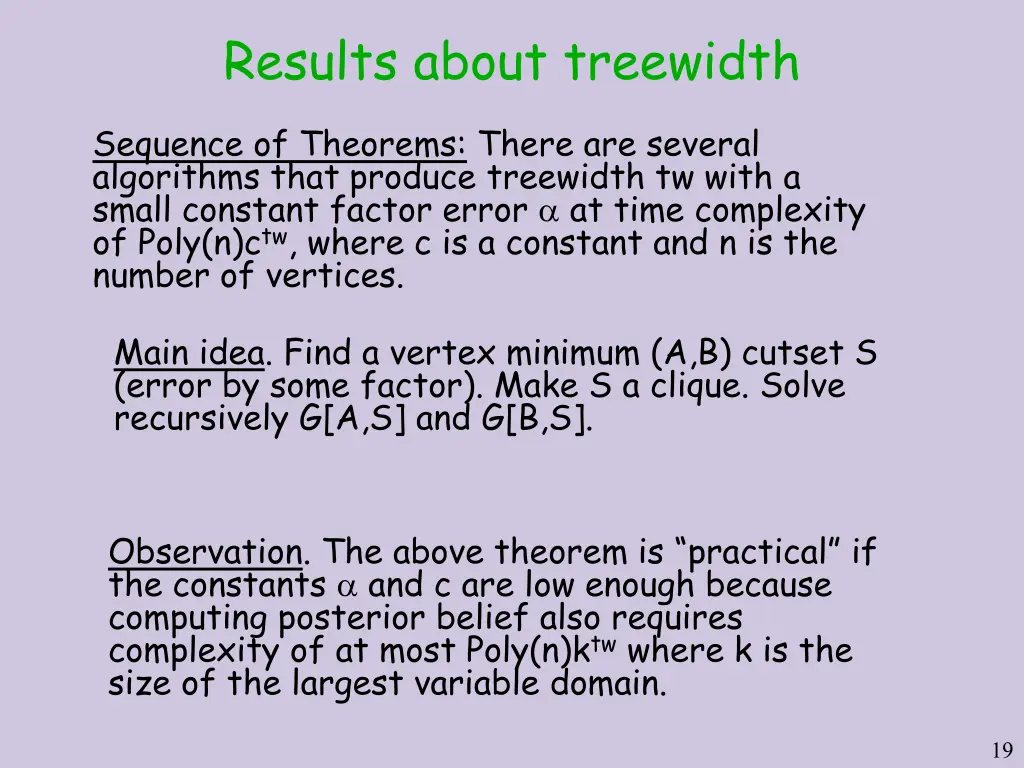 results about treewidth