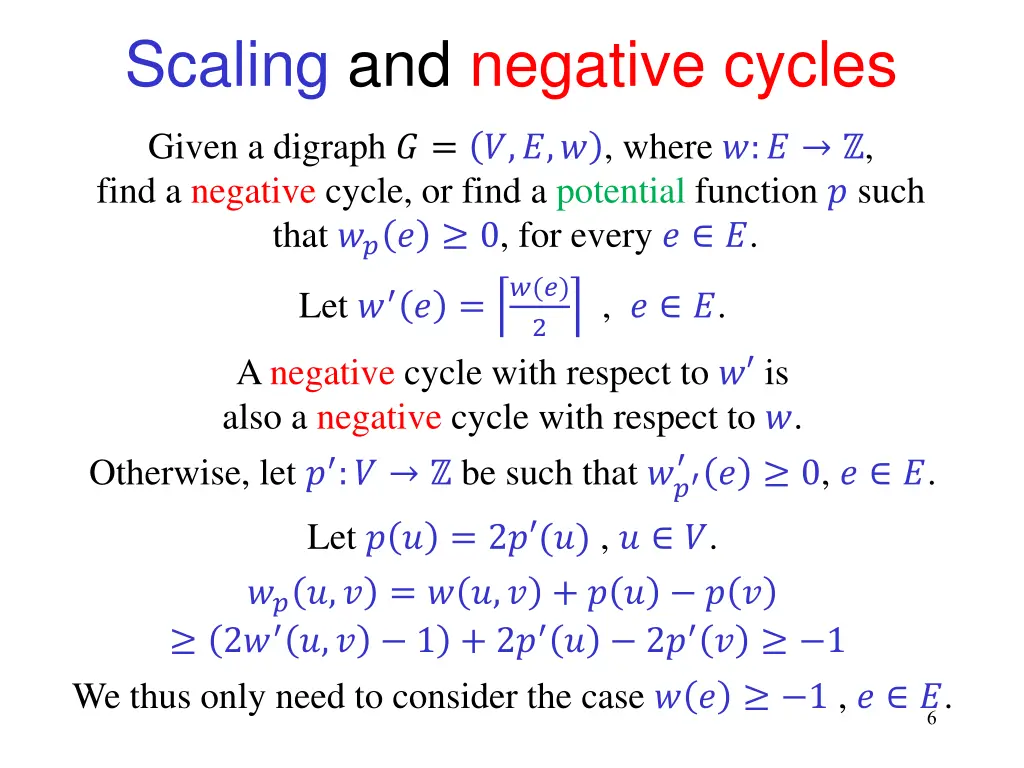 scaling and negative cycles