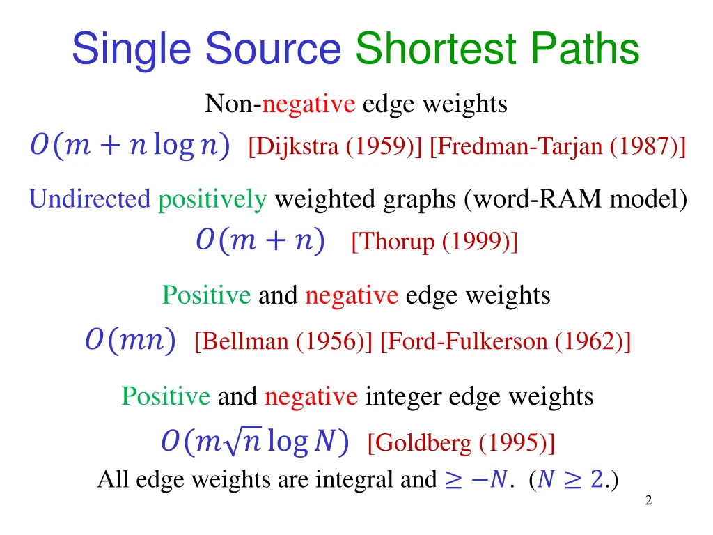 single source shortest paths