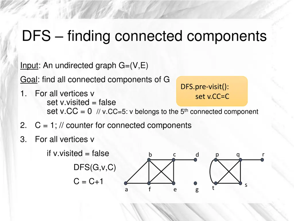 dfs finding connected components
