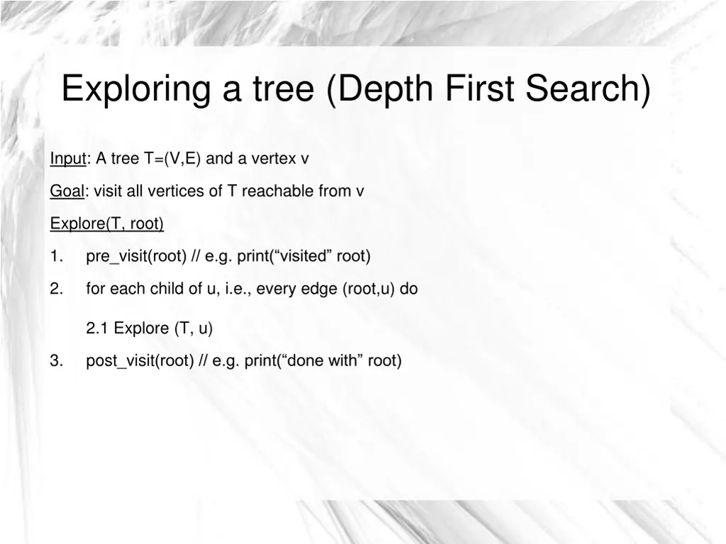 exploring a tree depth first search