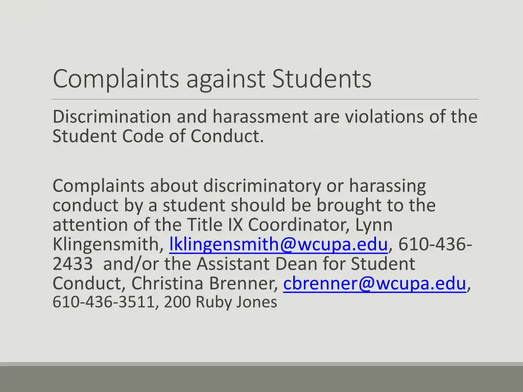 complaints against students