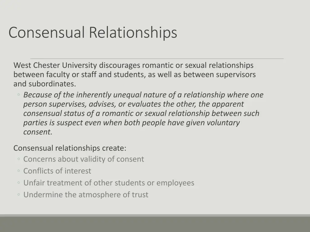 consensual relationships