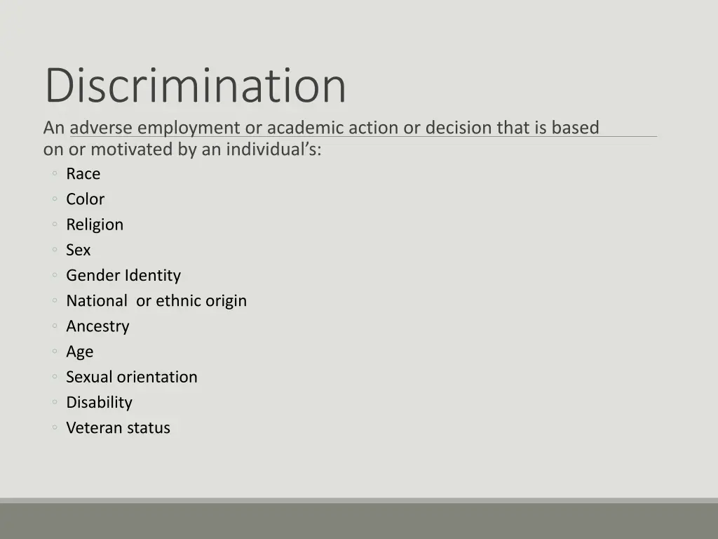 discrimination an adverse employment or academic