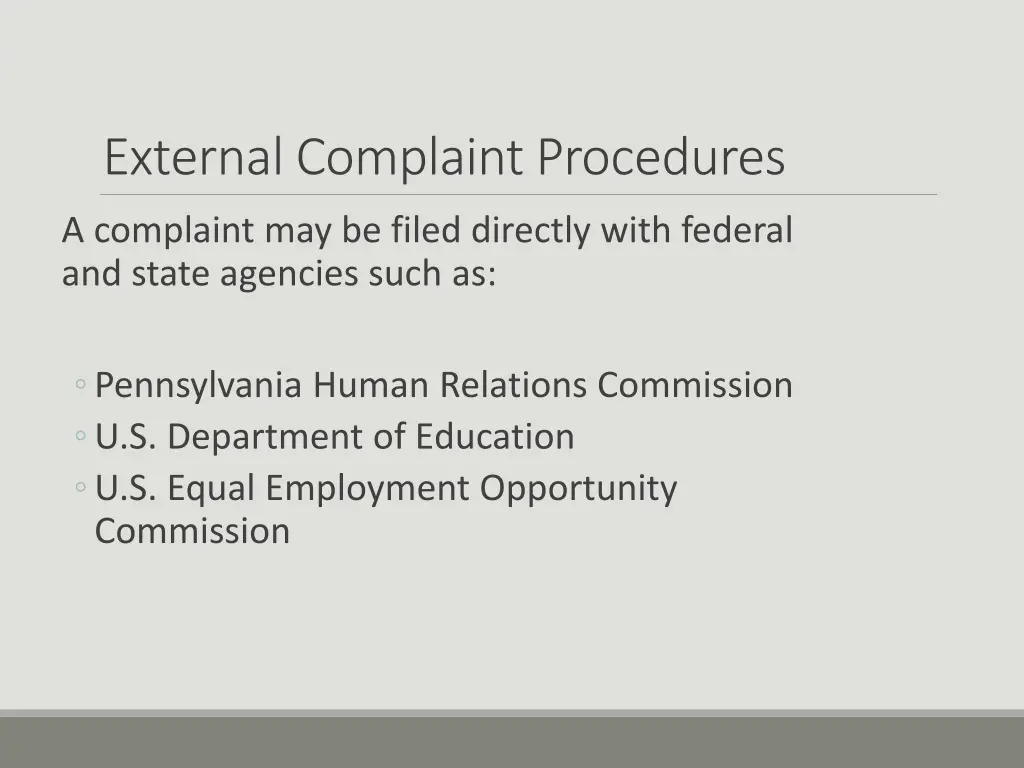 external complaint procedures
