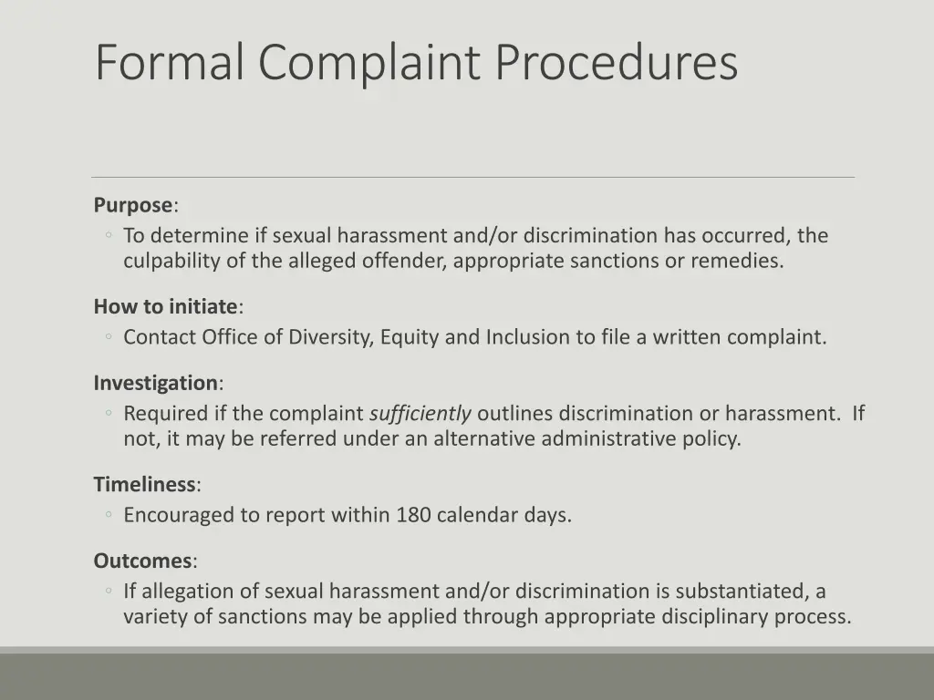 formal complaint procedures